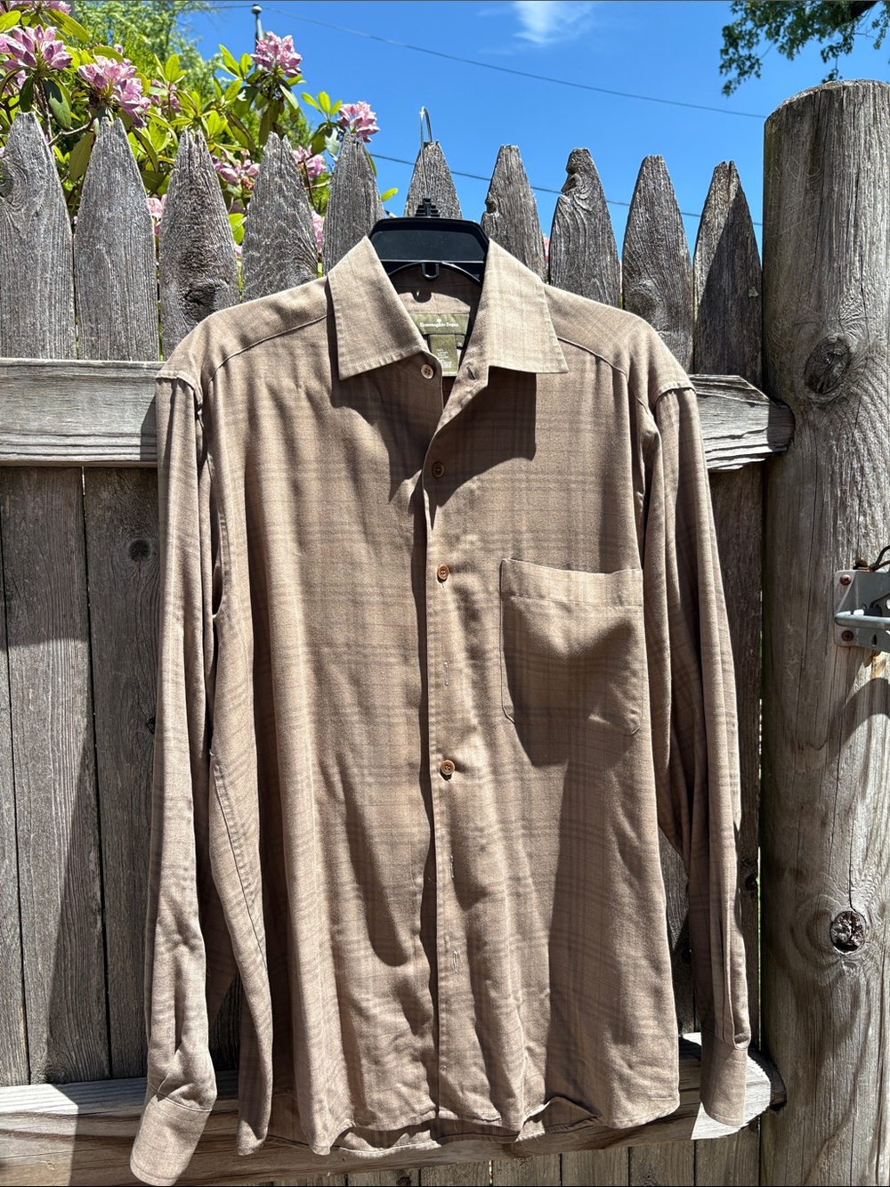 Ermenegildo ZEGNA medium light brown dress shirt.